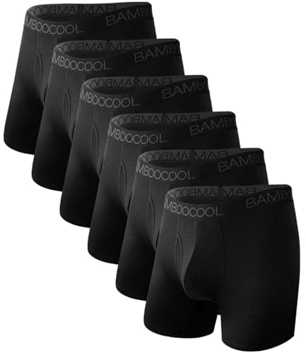 BAMBOO COOL Moisture-Wicking Soft Men's Underwear Boxer Briefs for Men With Open Fly Pouch (6 pack) XL - Image 1