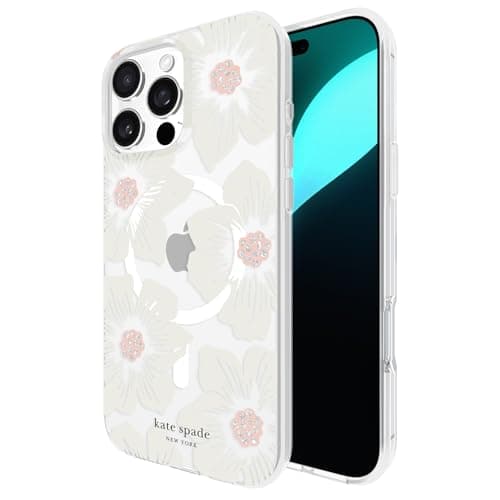 kate spade new york iPhone 16 Pro Max Case - Compatible with MagSafe - Designer Phone Case - Hollyhock Cream Floral - Image 1