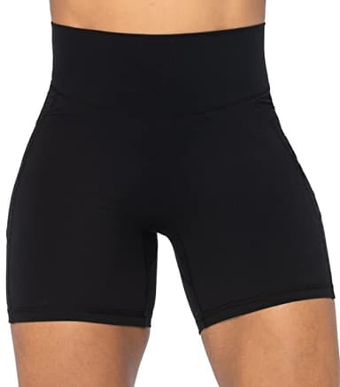 Sunzel 8" / 5" / 3" Biker Shorts for Women with Pockets, High Waisted Yoga Workout Shorts Black Large - Image 2