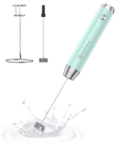 Maestri House Rechargeable Milk Frother with Stand, LunaFro Handheld Electric Foam Maker Waterproof Detachable Stainless Steel Whisk Drink Mixer Foamer for Lattes, Cappuccino - Image 1