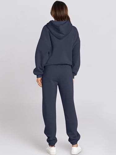 ANRABESS Womens 2 Piece Outfits Lounge Hoodie Oversized Sweatshirt Jogger Sweatpants Y2K Tracksuit Sweatsuit Set Fall Clothes Navy Blue X-Small - Image 3