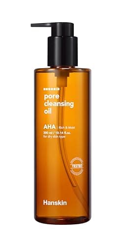 Hanskin AHA Pore Cleansing Oil for Dry Skin, Exfoliating, Waterproof Makeup Sebum Remover Facial Oil Cleanser for Face, Moisturizing for Soft Skin, Korean Skincare [AHA/10.14 oz.] - Image 1