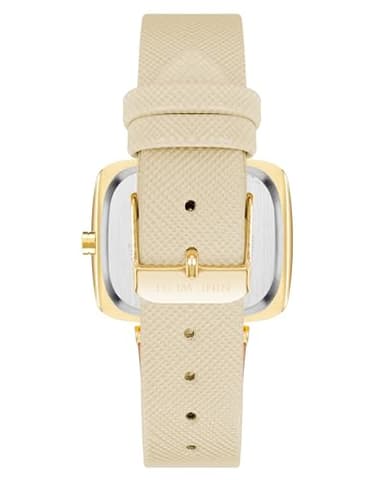Nine West Women's NW/1856NTNT Gold-Tone and Tan Textured Strap Watch - Image 3