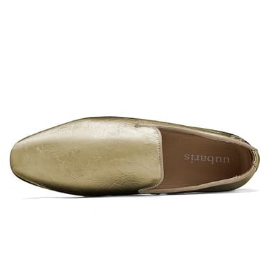 UUBARIS Mens Metal Loafers Slip On Sparkle Prom Suit Tuxedo Shoes Gold Size 11 - Image 4