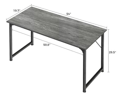 Huuger Computer Desk, 55 Inch Home Office Desk, Gaming Writing Work from Home Study Desk, Large Legroom, Sturdy Metal Frame, Modern Simple, Grey - Image 3