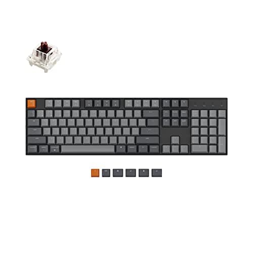 Keychron K10 Full Size 104 Keys Bluetooth Wireless Mechanical Gaming Keyboard for Mac Windows K Pro Brown Switch, Multitasking/White LED Backlight/USB C Wired Computer Keyboard - Image 1