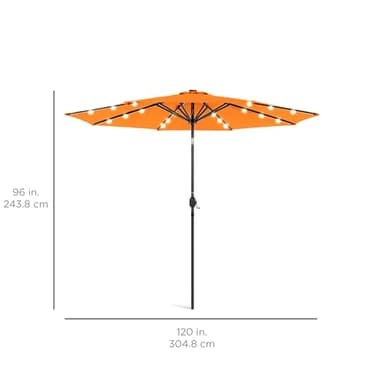 Best Choice Products 10ft Solar Polyester LED Lighted Patio Umbrella w/Tilt Adjustment and UV-Resistant Fabric - Orange - Image 7