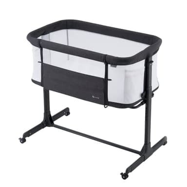 QUTANIX Baby Bassinet Bedside Sleeper with Wheels,Easy Folding Lightweight Crib for Baby/Infants,Breathable Mesh and Adjustable Height - Grey - Image 2