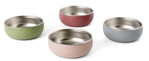Monkey Proof™ Non-Toxic Stainless Steel Child Bowl 5” with Non-Slip Silicone Shell, Multi-color, (Set of 4 bowls) Unbreakable, Mess Free Feeding for Babies, Toddlers, Kids, BPA free