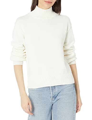 Amazon Essentials Women's Pull-Over Cotton Sweaters, Funnel-Neck, Available in Plus Size, Eggshell White, X-Large - Image 1