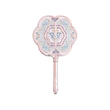 Flower Knows Butterfly Cloud Collar Hand Mirror,Vintage Chinese Round Fan Design,Fancy & Pretty Princess Handheld Mirror with Long Handle,Gift for Girls & Women(Floral Cyan) - Image 1