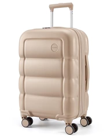 BAGSMART Carry on Luggage with Spinner Wheels, 22x14x9 Carry On Luggage Airline Approved With TSA Lock, Durable Hard Shell Carry On Suitcase 20 inch, Flaxen Almond - Image 1