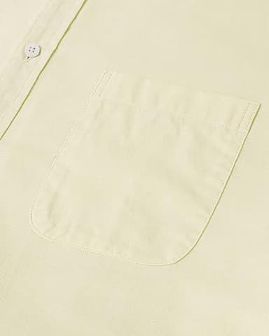 Alimens & Gentle Mens Solid Oxford Shirt Long Sleeve Dress Shirt Work Casual Button Down Shirts with Pocket Light Yellow - Image 4