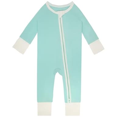 Gaiibbt 3PACK Baby Rompers Footless 2 Way Zipper Long Sleeve Pajamas aqua green+Lake Water Blue+Grey Orchid 12-18 M - Image 4