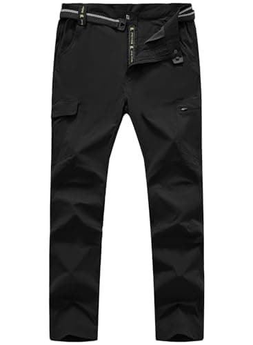 TBMPOY Men's Hiking Work Cargo Pants Lightweight Waterproof Quick Dry Outdoor Mountain Pant Summer Fishing Camping Black M - Image 1
