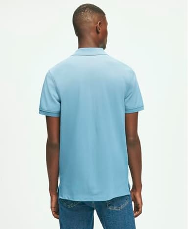 Brooks Brothers Men's Short Sleeve Cotton Pique Stretch Logo Polo Shirt, Adriatic Blue, Small - Image 2