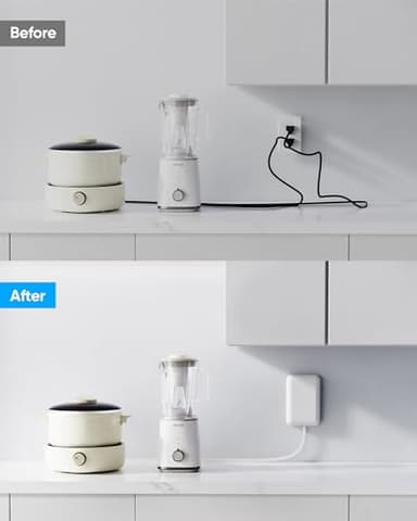 Olcorife Flat Extension Cord with Outlet Cover, Flat Plug Power Strip with 6 Outlets and 3 USB Ports, 2000 Joules Surge Protector, 5 FT Cord Hidden Outlet Extender for Tight Spaces, White - Image 3