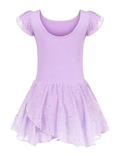 Arshiner Girls Ruffle Sleeve Ballet Dance Dress Tutu Skirted Leotard, 6-7 Years, Lilac - Image 6