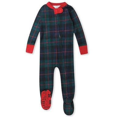 HonestBaby Non-Slip Footed Pajamas One-Piece Sleeper Jumpsuit Zip-Front PJs 100% Organic Cotton for Baby Boys, 24 Months - Image 1