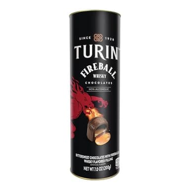 Turin Fireball Dark Chocolate Truffles, Dark Chocolates With Liquor Fireball Whisky Flavored Filling Non-Alcoholic, 7oz Tube Great forr Gifts and Treats, Black - Image 3