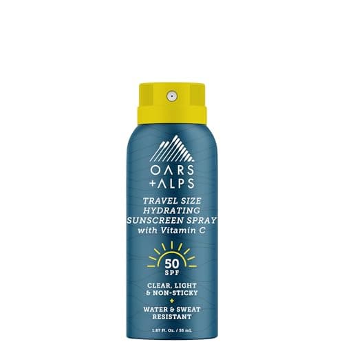 Oars + Alps Sunscreen Spray for Face & Body, SPF 50 Travel Size Sunscreen, Infused with Vitamin C & Antioxidants, No Residue, Water & Sweat Resistant, All Skin Types, Lightweight, Hydrating 1.87oz - Image 1