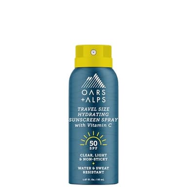 Oars + Alps Sunscreen Spray for Face & Body, SPF 50 Travel Size Sunscreen, Infused with Vitamin C & Antioxidants, No Residue, Water & Sweat Resistant, All Skin Types, Lightweight, Hydrating 1.87oz - Image 1