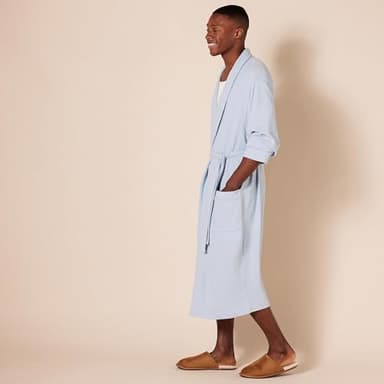 Amazon Essentials Men's Lightweight Waffle Bathrobe (Available in Big & Tall), Dusty Blue, XX-Large - Image 3