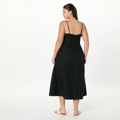 The Drop Women’s Daphne Square Neck Linen Maxi Dress, Black, L - Image 6