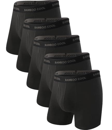 BAMBOO COOL Men's Ultra ComfortSoft Underwear, Moisture Wicking & Breathable No Ride Up Boxer Briefs with Fly, Multipack - Image 1