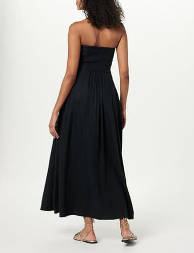 The Drop Women's Carlota Strapless Linen Maxi Dress, Black, M - Image 2
