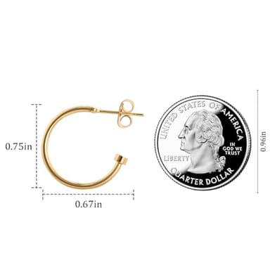 14K Gold Plated Hoop Earrings Minimalist Small Open Hoop Earrings for Women Golden Plated Earrings for Women - Image 3