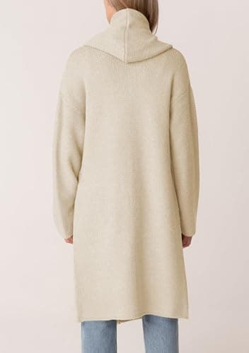 Cakulo Womens Hooded Oversized Long Cardigan Sweaters Fall Duster Cardigans Open Front Coatigan 2025 Apricot XL - Image 7