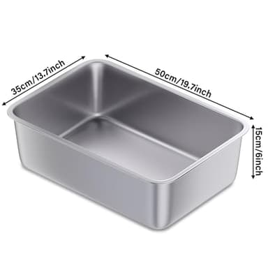 FUTAM Stainless Steel Litter Box,19.7"x13.7"x6" Large Metal Litter Box for Kitty/Cat/Rabbits, Easy to Clean, Non Stick Litterbox No Smell for Adult Cats - Image 2