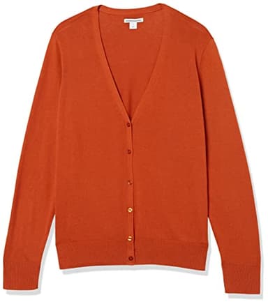 Amazon Essentials Women's Lightweight V-Neck Cardigan Sweater (Available in Plus Size), Rust, X-Large - Image 7