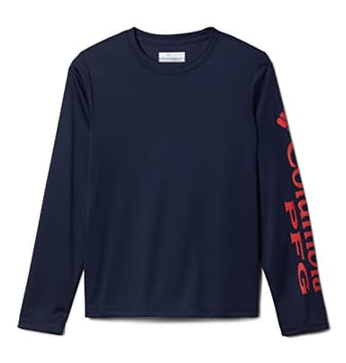 Columbia Youth Boys Terminal Tackle Long Sleeve Tee, Collegiate Navy/Red Spark Logo, X-Large - Image 1