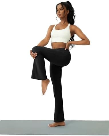 Womens Yoga Pants with Pockets High Waisted Flare Leggings Bell Bottom Yoga Dress Pants Seamless Bootcut Pants - Image 6