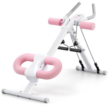 MERACH Ab Machine, Ab Workout Equipment, Adjustable Ab Trainer Machine for Abs Workout at Home Gym, Foldable, Knee Protection, Abdominal Trainer for Stomach Workout (Pink) - Image 1
