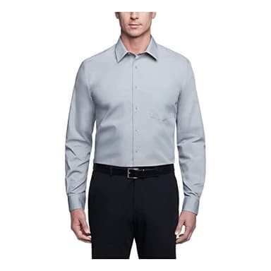 Van Heusen Men's Dress Shirt Regular Fit Poplin Solid, Grey Stone, 16.5" Neck 36"-37" Sleeve - Image 1