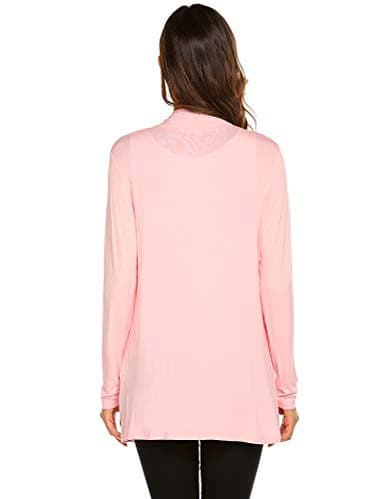 Newchoice Womens Dressy Casual Long Sleeve Open Front Cardigan Sweaters Soft Drape Summer Lightweight Cardigan (Light Pink, M) - Image 6