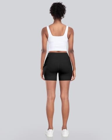 CHRLEISURE Womens Biker Yoga Shorts with Pockets: High Waisted Tummy Control Spandex Workout Athletic Gym Shorts 4 Packs(5'' 4Black, M) - Image 5