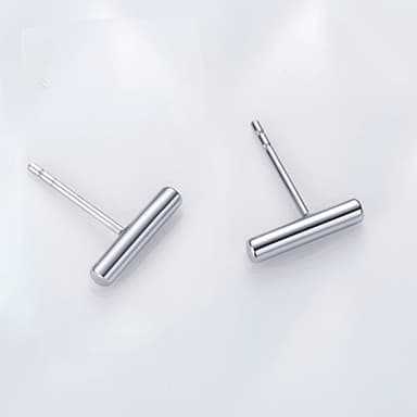 S.Leaf Sterling Silver Stud Earrings for Women Small Tiny Hypoallergenic Second Hole Bar Earrings Best Friend Birthday Gifts for Women Trendy Sister Mom Wife Womens Her Friend Party (Thick_Bar_Silver) - Image 3