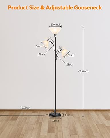 LEPOWER Floor Lamp, Standing Lamp with Replaceable 3000K Energy-Saving, Lamp for Living Room with Adjustable Reading Lights, Modern Bright Floor Lamp for Bedroom, Living Room, Office - Image 8