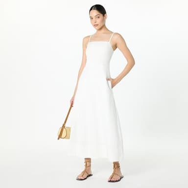 The Drop Women’s Daphne Square Neck Linen Maxi Dress, White, S - Image 4