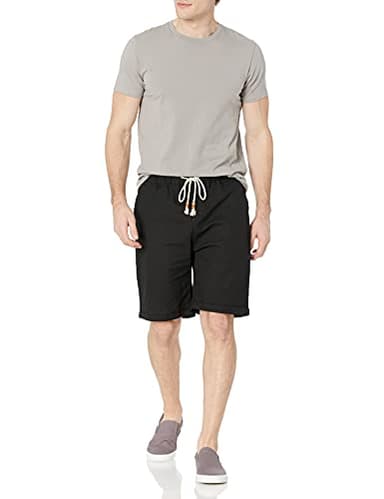 Janmid Men's Linen Shorts Casual Elastic Waist Drawstring Summer Beach Shorts with Pockets Black 2XL - Image 5