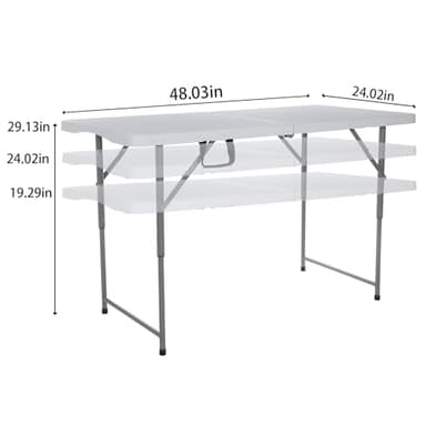 Lakhow 122CZ Folding Table 4-Foot Portable Small Table Semi Practical Table Small Indoor and Outdoor Adjustable Height with Handle Folding Table, Camping and Gathering - Image 3