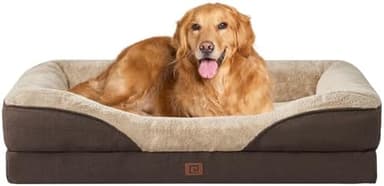 EHEYCIGA Memory Foam XL Dog Bed for XLarge Sized, Extra Large Orthopedic Dog Sofa with Sides and Waterproof Liner, Washable Bolster Pet Bed Couch with Removable Cover, 42x30x7.5 Inch, Brown - Image 2