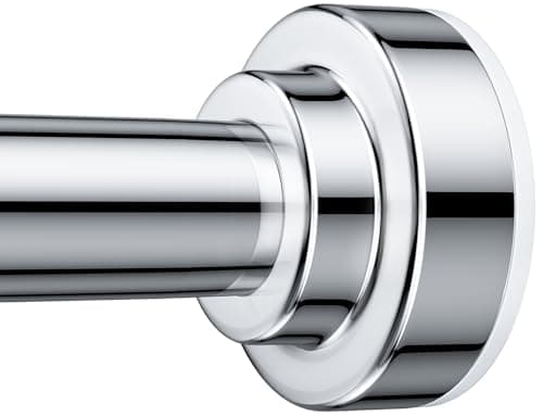 TEECK Shower Curtain Rod, 32-80 inch Adjustable Spring Tension Curtain Rod, Never Rust Anti-Slip Shower Curtain Rod for Bathroom, No Drilling, Never Collapse, Easy to Use, Silver - Image 1