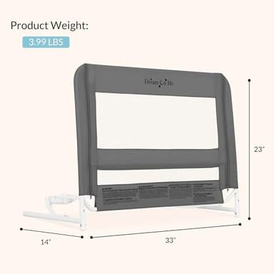 Dream On Me Lightweight Mesh Security Adjustable Bed Rail for Toddler, Breathable Mesh Fabric, Suitable for All Types of Beds, Reinforced Anchor System Bed Guard Rail, Grey - Image 3