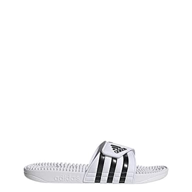 adidas Unisex Adissage Slides Sandal, White/Black/White, 9 US Men - Image 1
