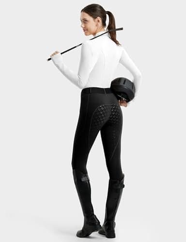FitsT4 Sports Women's Full Seat Riding Tights Active Silicon Grip Horse Riding Tights Equestrian Breeches Black Size M - Image 4